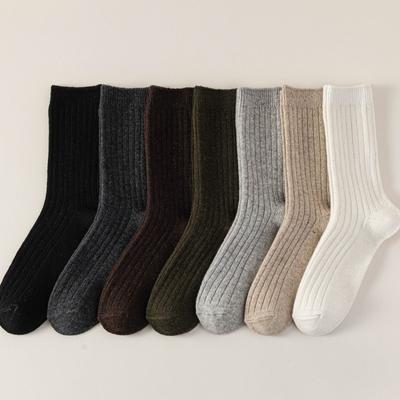 Dubbele Steek Vintage Kleur Wol Sokken Seizoenssokken Heren Middeldikke Sokken Verdikt Warm En Zweetabsorberend Heren Stapelsokken