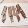 Brown Camellia Retro French Silk Scarf Headband Streamer Hair Tie