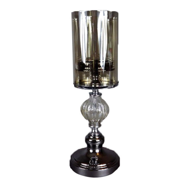 Candlestick Made of Graphite Chrome and Smoked Glass, 15x41 Cm