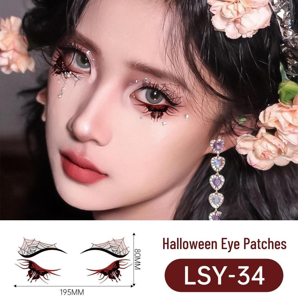 Scary Halloween Temporary Tattoo Stickers: Pumpkin, Spider Web & Eye Designs
