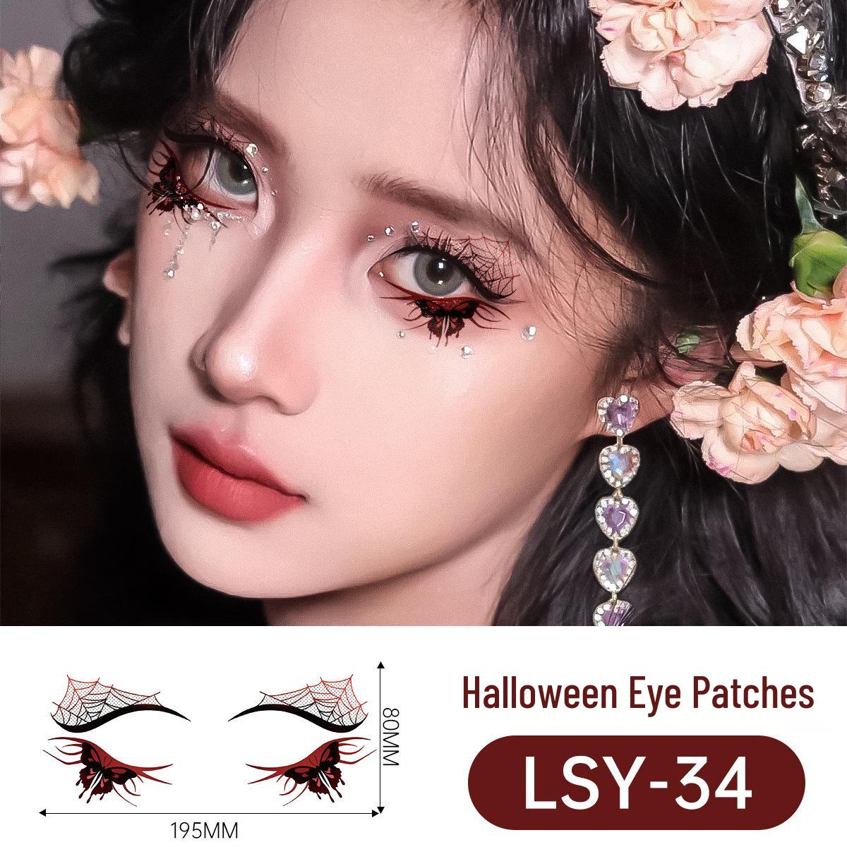 Scary Halloween Temporary Tattoo Stickers: Pumpkin, Spider Web & Eye Designs 195x80 mm