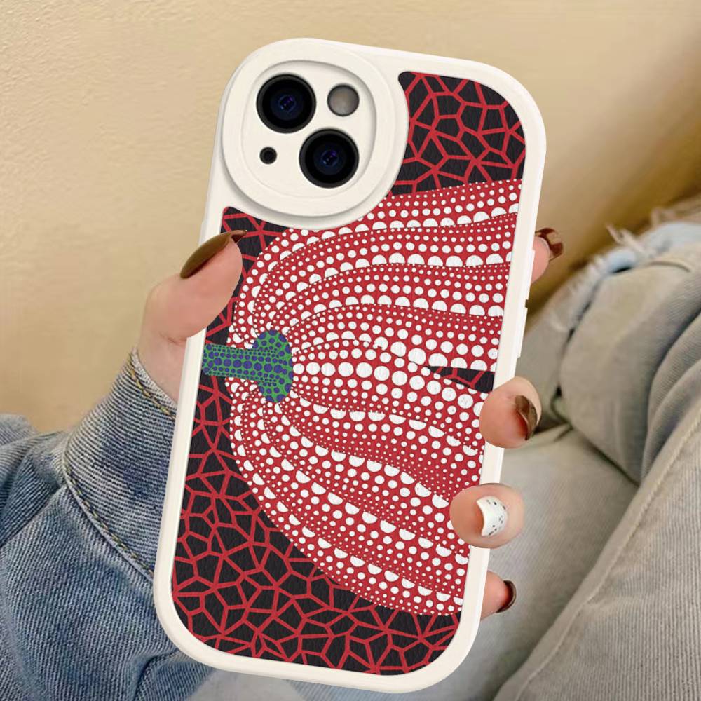 Yayoi Kusama Pumpkin Flower Art For IPhone 16 15 14 13 12 11 Pro Max Plus Leather Phone Cover