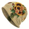 1pc Men's Bohemian Floral & Rose Pattern Knit Beanie Hat - Lightweight Stretch Fit Sunflower & Butterfly Design, Elastic Wreath for Christmas/Thanksgi