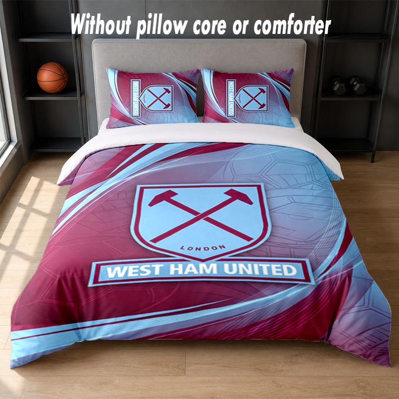 West Ham United Fotbalový Design Postel Povlečení Sada 1 Povlak na Peřinu + 2 Povlaky na Polštář Měkké Prodyšné Domácí Ložní Prádlo