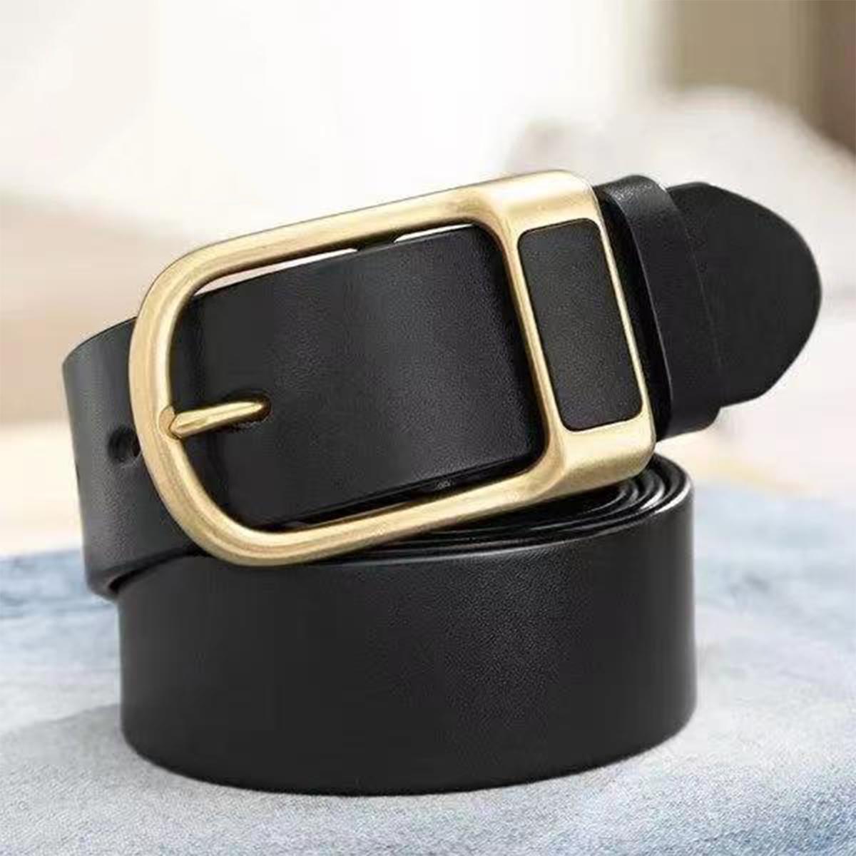 

Мужской ремень с пряжкой от Paul, аутентичный дизайн Polo [Free Punch] 3.3 with leather gold buckle black
