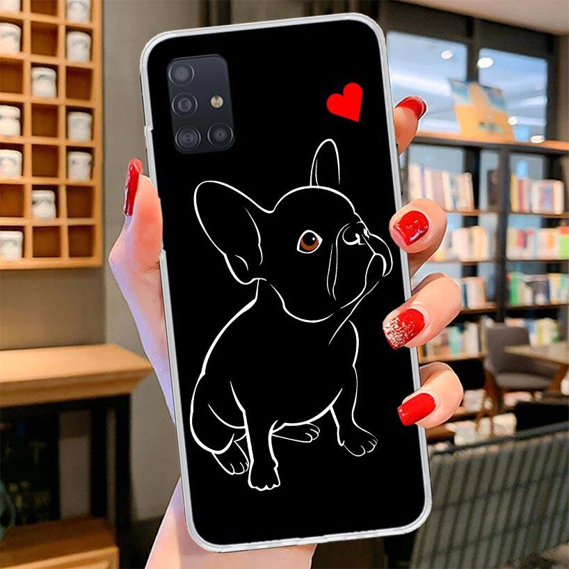 

French Bulldog Black White Cover Phone Case For Samsung Galaxy A12 A22 A32 A52 A72 A02S Phone Case Note 20 Ultra 10 S10 Plus A51 Samsung A02S