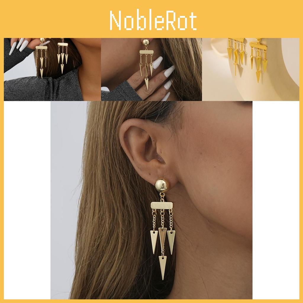 Tassel Chic Asymmetric Earrings For Women Gold Geometric Design Material Alloy