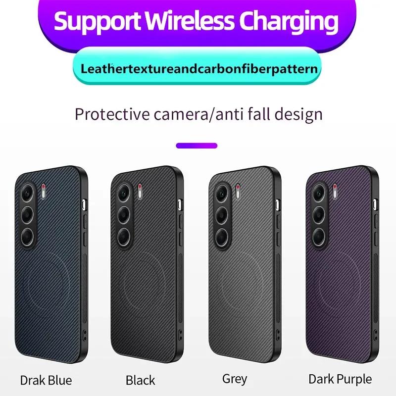 Carbon Fiber Texture Magnetic Wireless Charging Case For Tecno Camon 40 Premier Pro 4G 5G Matte Soft Silicone Cover Phone Cases