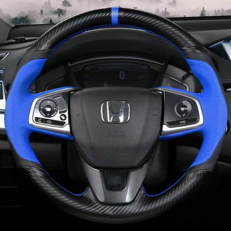Custom DIY Car Steering Wheel Cover 100% Fit For Honda Civic 10th Gen 2016 2017 2018 Auto Interior Accessories Steering