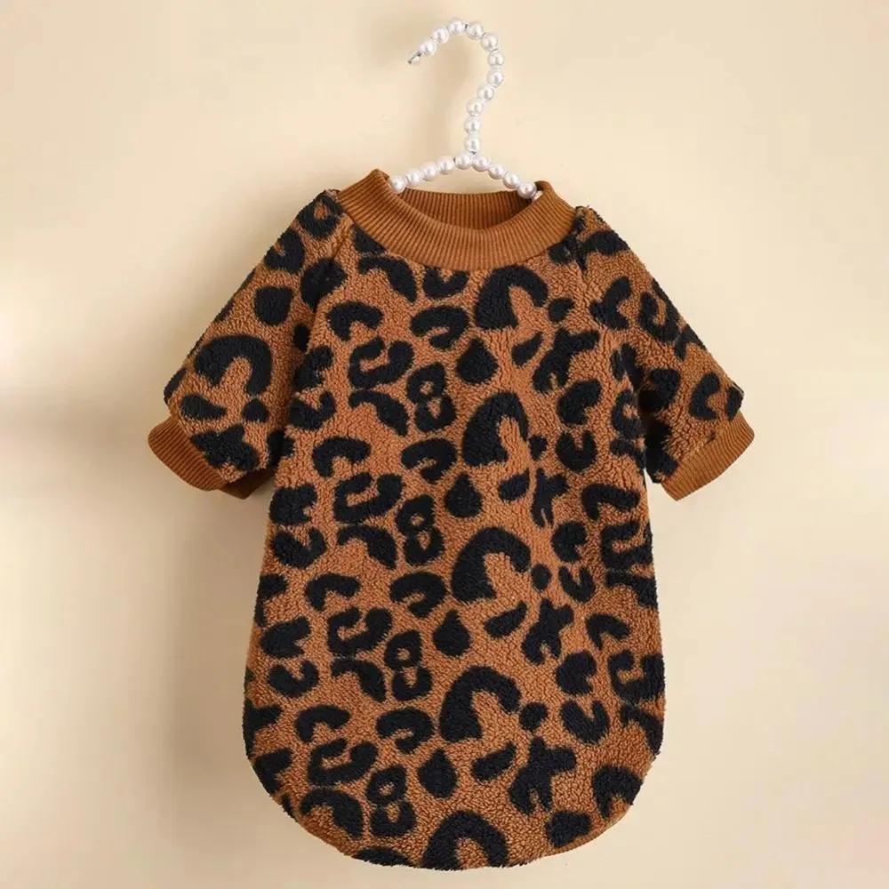 Puppy Pullover Dogs Pet Sweater Winter Leopard Print French Bulldog Winter Warm Sweater Pet Apparel Clothing