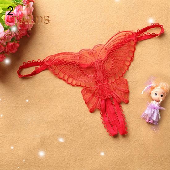 Talos Women Sexy Open Crotch Butterfly Hollow Strap Thong G-String Underwear Briefs Soft Panties