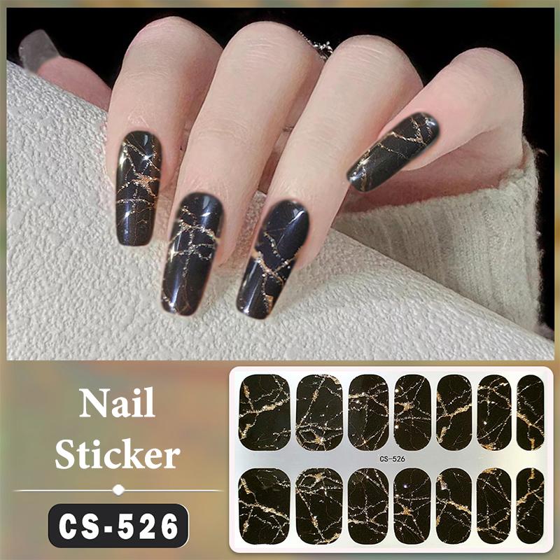 Bez lampy do utwardzania Wodoodporne naklejki na paznokcie Pełne krycie Naklejki na paznokcie Mocne i niełatwe do odpadnięcia 14 paznokci/zestaw Wielokolorowe plastry na paznokcie
