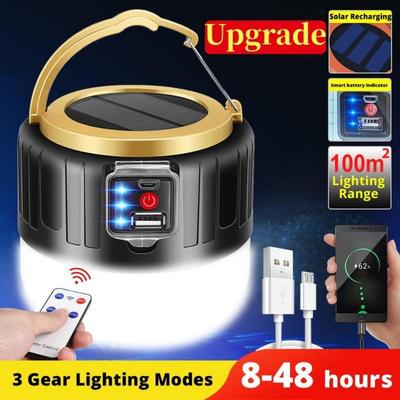 Najnowsza lampka kempingowa solarna zewnętrzna z ładowaniem USB 3 tryby lampka namiotowa przenośna latarnia nocna żarówka awaryjna latarka na kemping