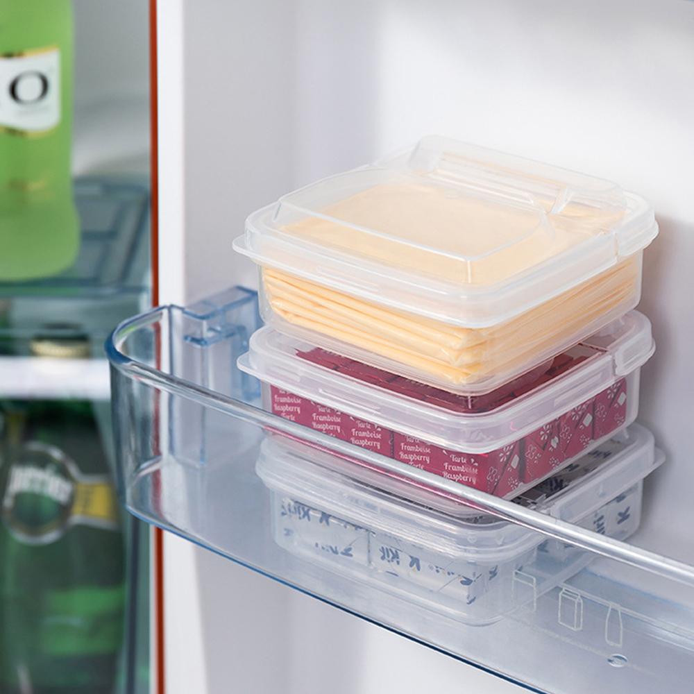 1PC Plastic transparent refrigerator storage box, flip cheese box, kitchen packaging seasoning storage box