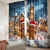 2pcs 2D Flat Printing Christmas Party Curtain Christmas Gingerbread Man10 Fabric Without Electricity Festive Curtains Perfect