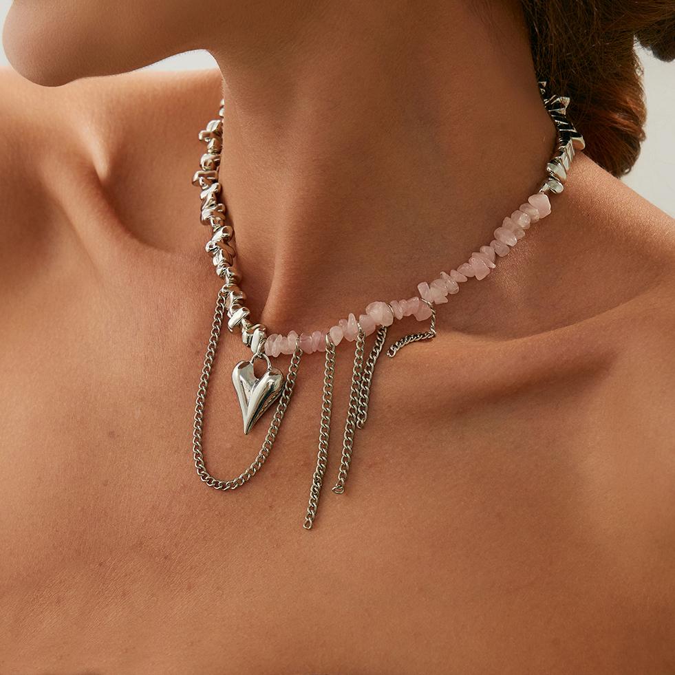

Ingemark Bohemia Love Heart Tassel Pendant Choker Necklace for Women Ethnic Irregular Stone Adjustable Chain Neck Jewelry New