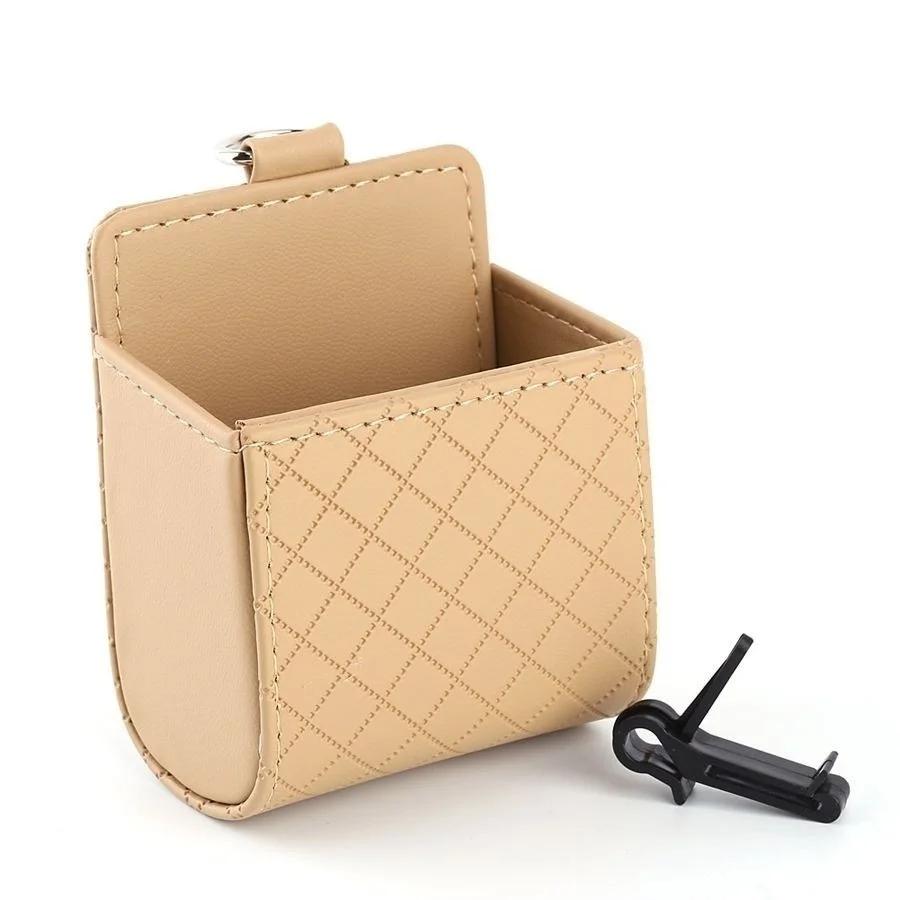 Multi Functional Car Storage Bag Universal Convenient Car Phone Bag PU Leather Exhaust Garbage Bin Phone Holder Item Storage Box