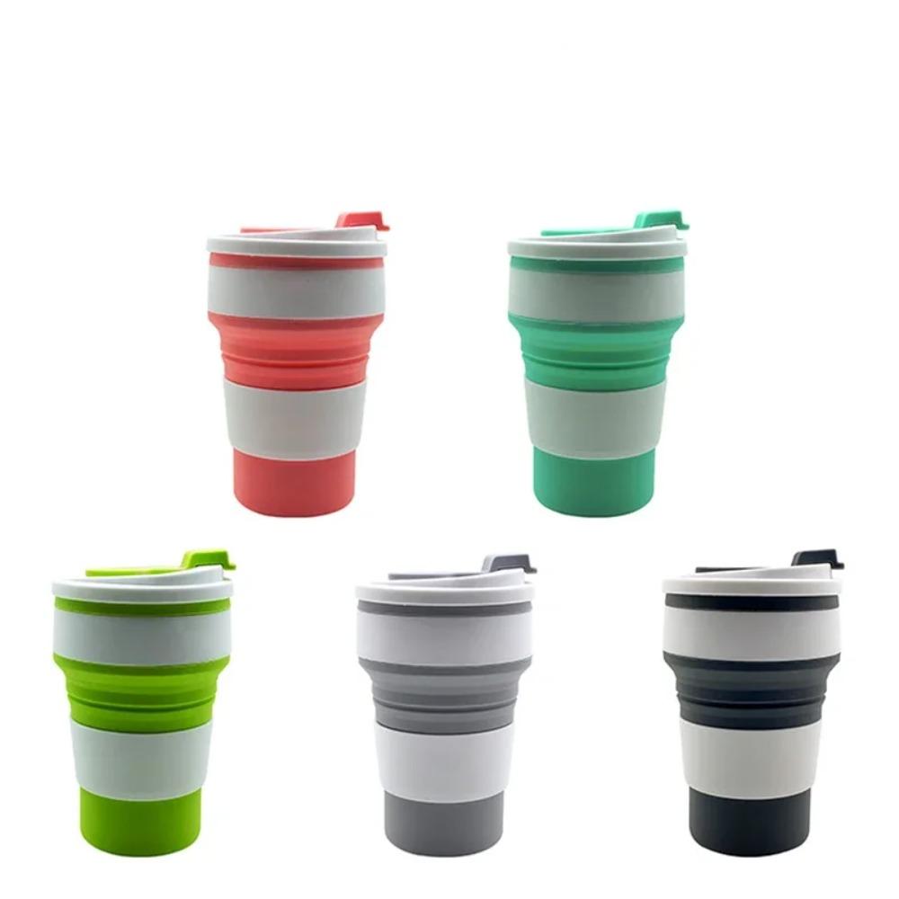 350ml Silicone Multifunctional High Temperature And Scald Portable Folding Water Cup Resistant  With Lid