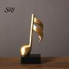 Versatile Music Figurine Note Sculpture Gold Resin Musical Symbol Modern Decor Tabletop Decoration for Piano Room Home Office Table Centerpiece Small