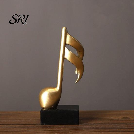 Versatile Music Figurine Note Sculpture Gold Resin Musical Symbol Modern Decor Tabletop Decoration for Piano Room Home Office Table Centerpiece Small