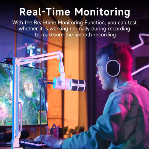 COMICA 2025 Innovation: EJoy D10 Pro (White) Wireless Dynamic Microphone with USB/XLR Digital and Analog Dual Output, Unidirectional Gaming Microphone