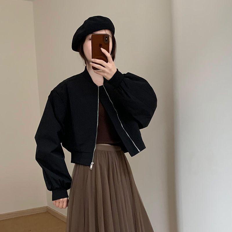 Autumn 2025 Korean Style Petite Slimming Short Baseball Jacket for Women