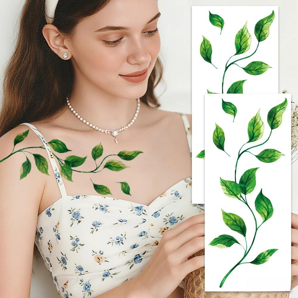 Große Realistische Weinranken Tattoos 2 Bögen - Wasserdichte Blatt Körperkunst Aufkleber Für Frauen, Party & Events