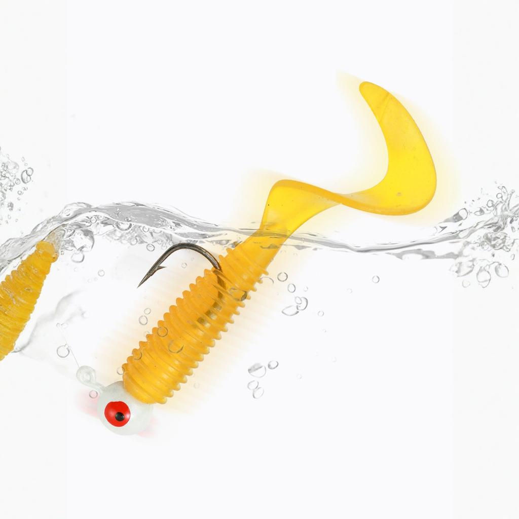 5 Single Tail Grub Soft Plastic Fishing Angling Swimbait with Tail-Curling Action - 20 Pack