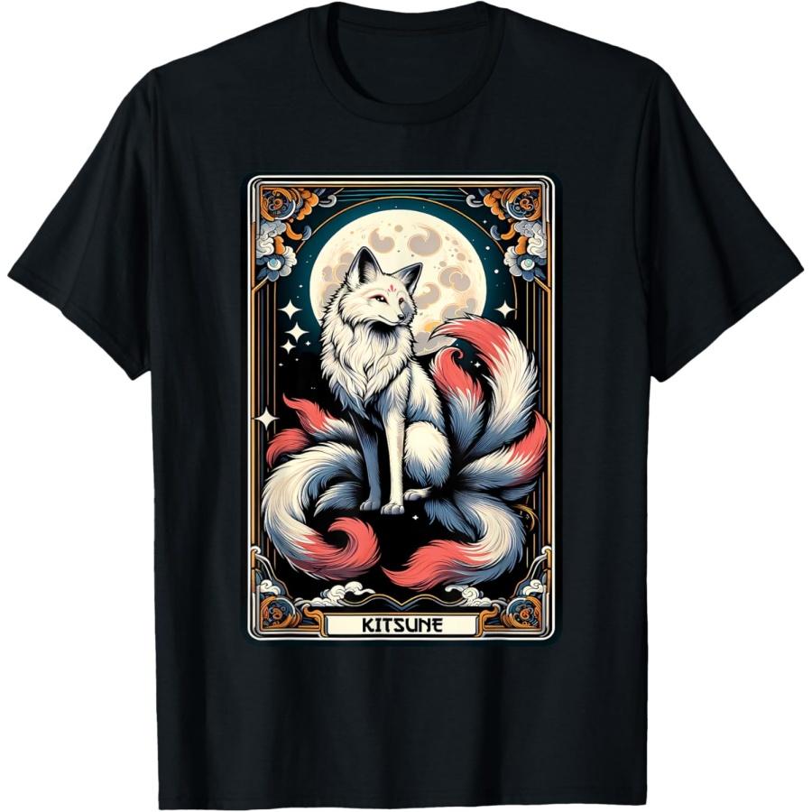 Японская Кицунэ Лиса Девятихвостая Лиса Карта Таро Аниме Футболка S