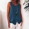 Damen Boho Locker Übergröße Diagonal Knopf Ärmellos Hemd Tanktop