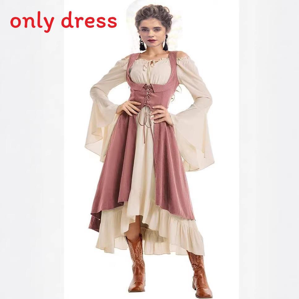 

Baroque Style European Medieval Stage Dress With Spliced Polyester Fabric For Theater Performances XL красный