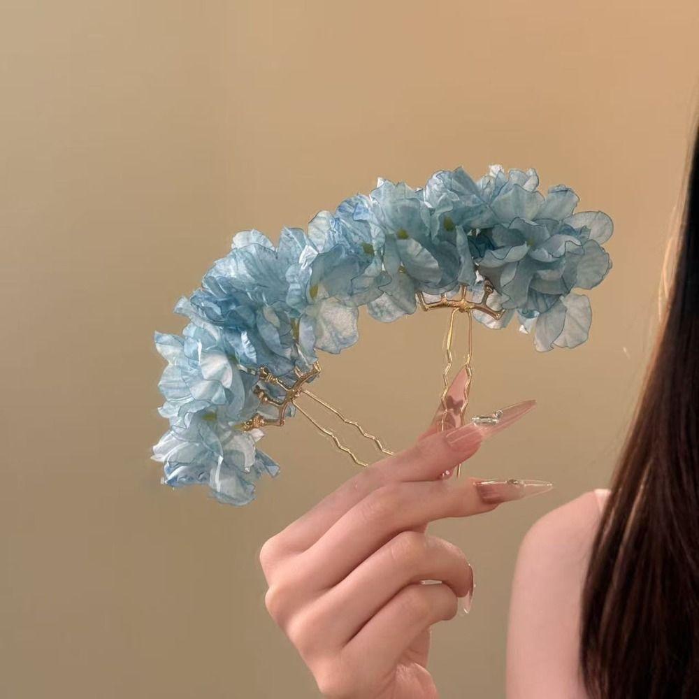Bohemian Flower Hair Stick Fairy Bride Hair Accessories Elegant Chinese Style Side Clip  Female
