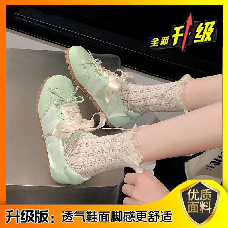Bow Soft-soled Flat-soled Pink Ballet Shoes 2025 Spring and Summer New Casual Versatile Moral Training Shoes Little White Shoes Women