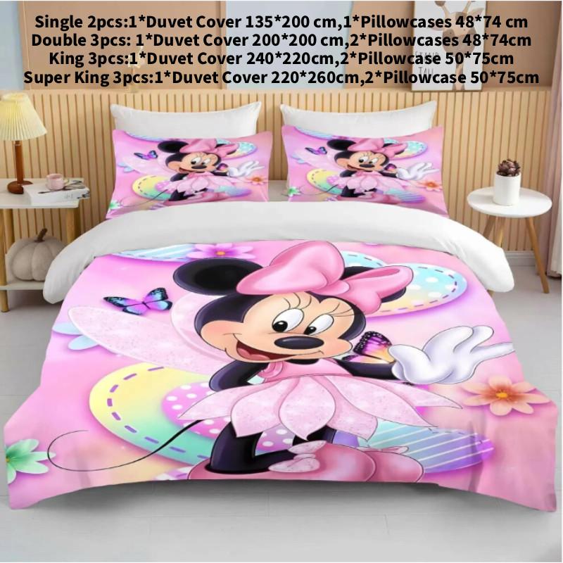Minnie Bedding Mouse Sets Soft Cover Bed Duvet Pillow Case Decoration Bedroom