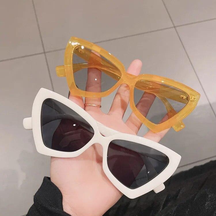 Unisex INS Cat Eye Sunglass Trendy Female Luxury Design UV Eyewear Popular Men Travelling Oversized Sun Shades Goggles