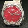 GENUINE VINTAGE SEIKO 5 AUTOMATIC 7009A JAPAN MENS RED DIAL WATCH A702404-5 R124-a702404