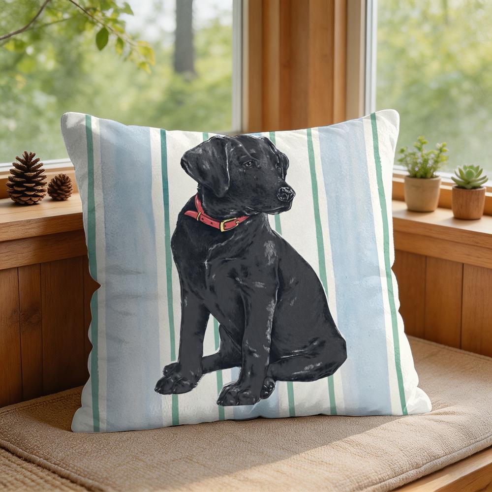Simple Striped Marine Dog Cushion Cover Square Short Plush Pillow Case Living Room Sofa Home Decor Funda X