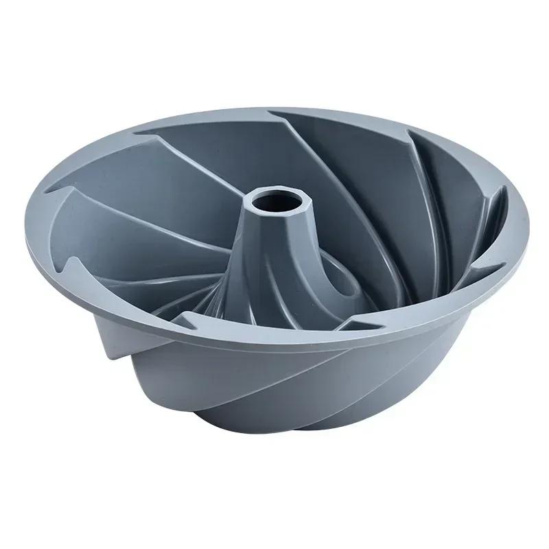 

3D Форма для рифленого торта Большая спиральная форма Пищевой силикон Форма для кекса Бандт Форма для выпечки хлеба Кондитерские инструменты Форма для выпечки серый