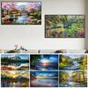 2pcs Landscape 5D DIY Full Drill Round Diamond Painting Kit for Home Wall Decor