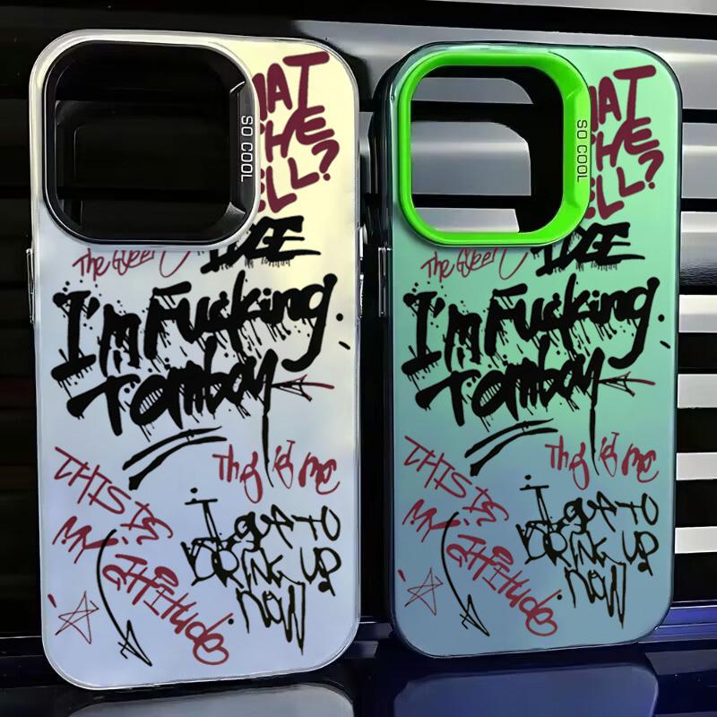 Graffiti English Writing Pattern Case for Samsung Galaxy S25 S24 S23 S22 Ultra Plus FE A16 A56 A36 A35 A55 IMD Material Cover