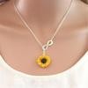 Daisy Fashion Simple Yellow Sunflower Heart Lariat Necklace Women Infinity Charm Bridal Flower Sunflower Bridesmaid Necklace