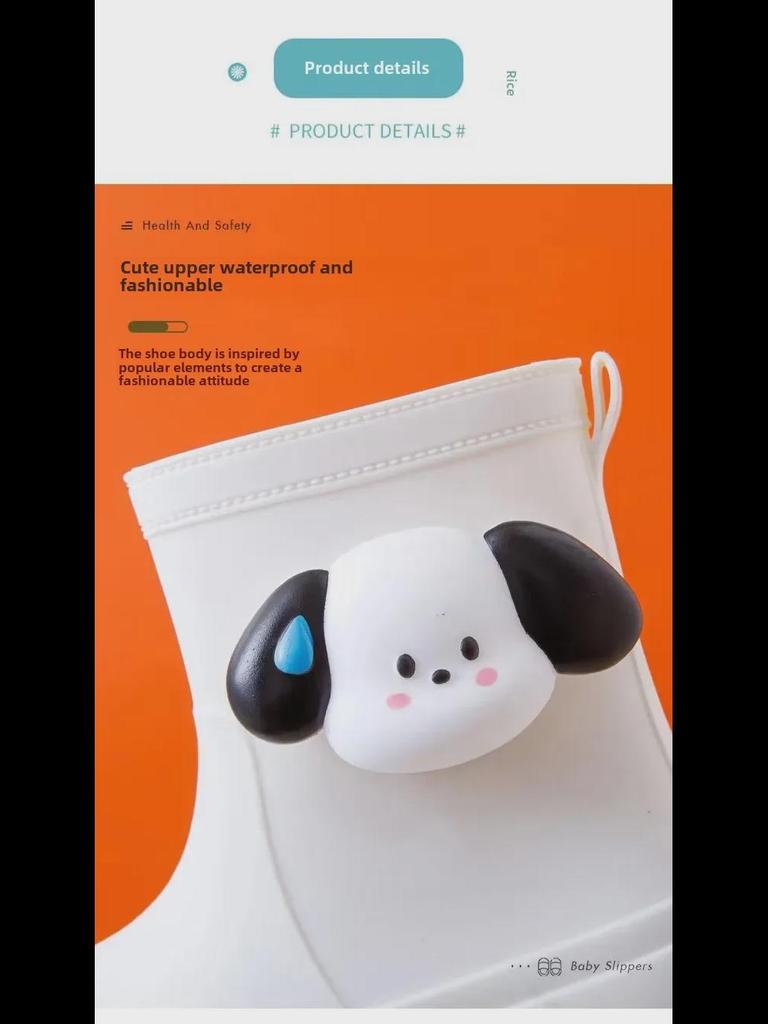 Women's Cute Korean Cartoon Non-Slip Waterproof Rain Boots with Velvet and Cotton for Warmth - Short Tube Outdoor Footwear