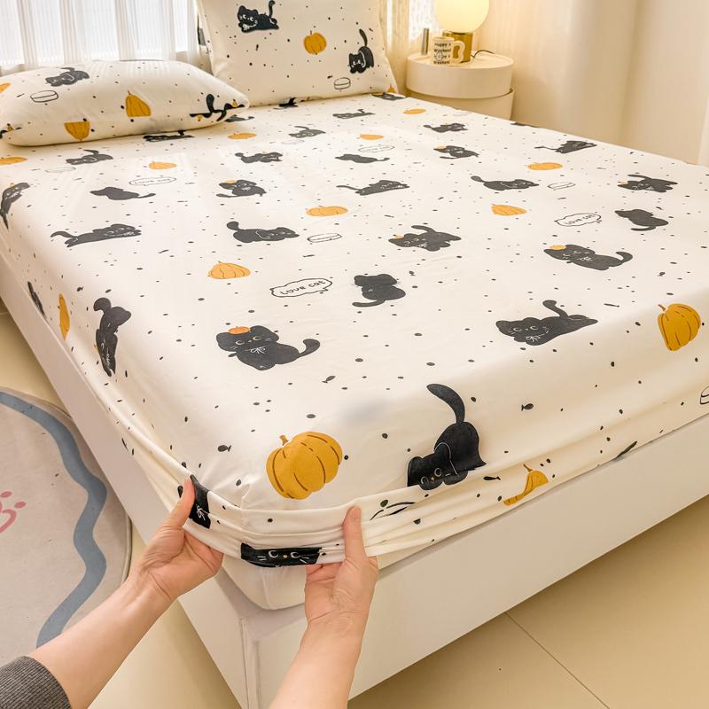 1pc Flower Printed Bed Sheet with Elastic Single/Queen/King Mattress Protector Plant Style Fitted Bed Sheets sabanas 150x190
