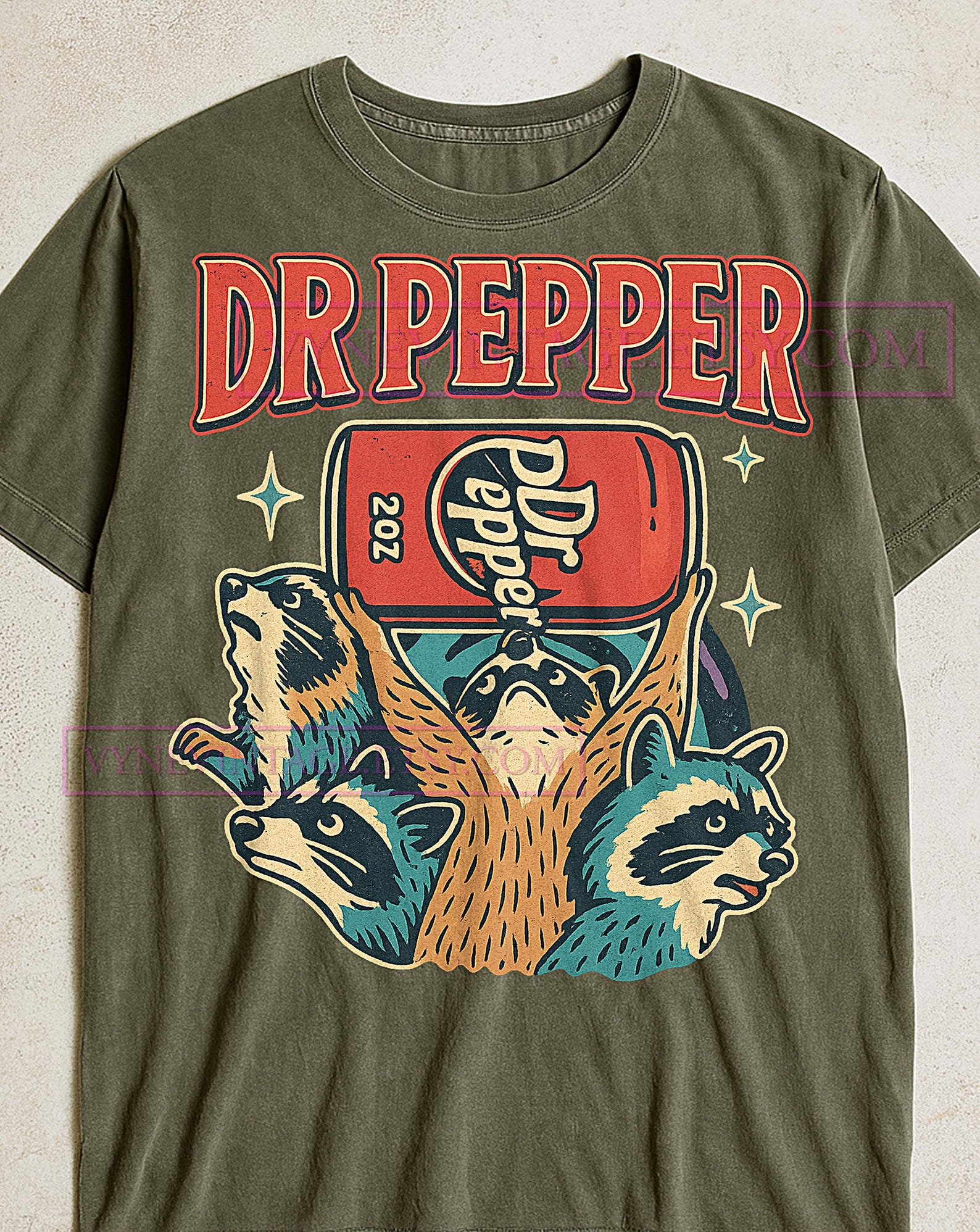 Dr Pepper Graphic Design T-Shirt, Raccoon Retro Tee, Cosmic Soda Art Vintage Shirt, Raccoon T-shirt, Raccoon Sweater, Raccoon Gift 3XL