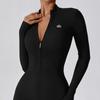 Europejski Jednoczęściowy Strój do Jogi i Pilatesu: Damska odzież na siłownię, z długim rękawem, zapewniająca uczucie drugiej skóry, dopasowana.