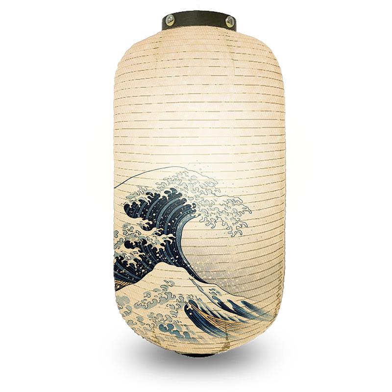 Japanese Style Ukiyo-e Traditional Sea Wave Printed Lantern Hanging Cloth Lantern Izakaya Restaurant Cuisine Wedding Party Decor
