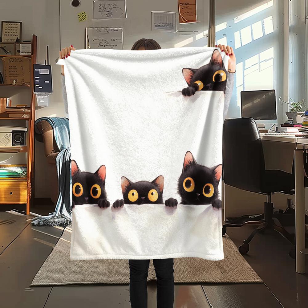 

black kitten Print Flannel Blanket, High quality Comfortable for All Seasons, Home Decor, Warmth and Comfort, Perfect for Christmas Gifts 80cm x 120cm