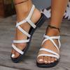 Fashion Cross Strap Flat Sandals Women's Elastic Beach Sandals