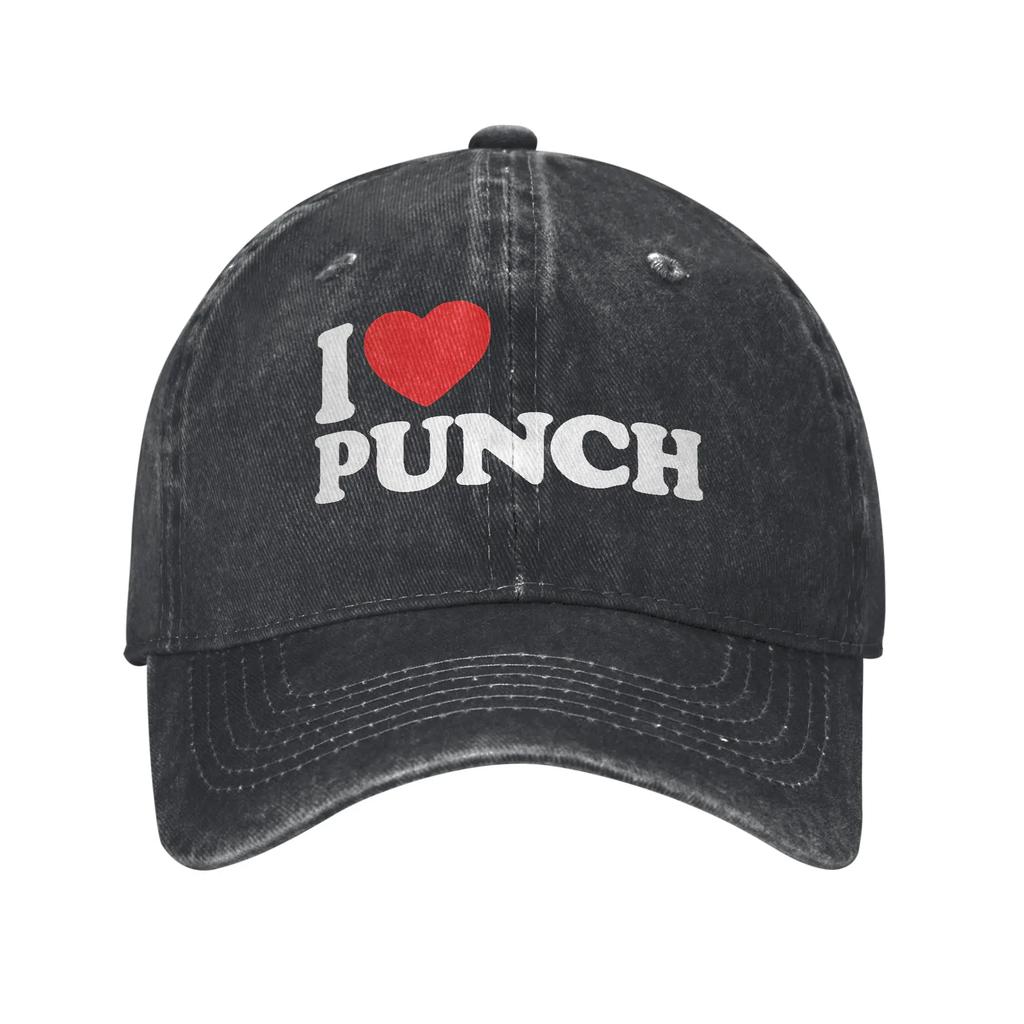 Unisex I Love Punch Cute Monkey Valentine Gift Cap Headwear Baseball Cap Vintage Trucker Hats Adjustable