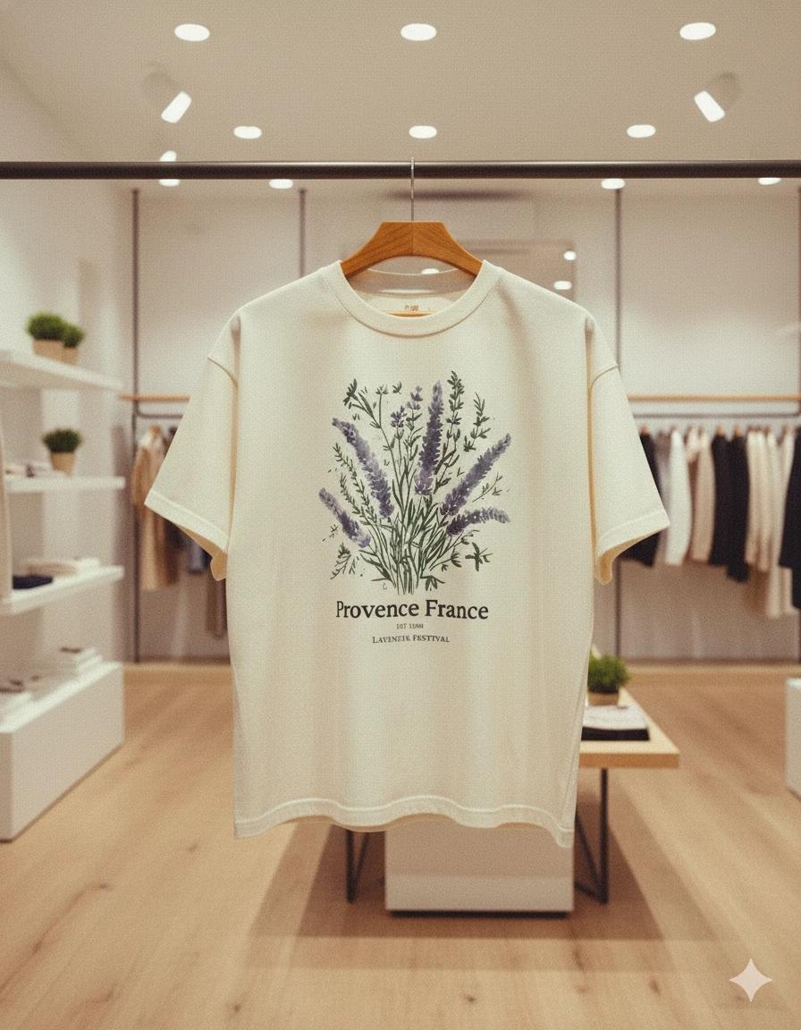 Unisex Adult Casual Graphic Lavender Provence France Graphic Tee is... XL